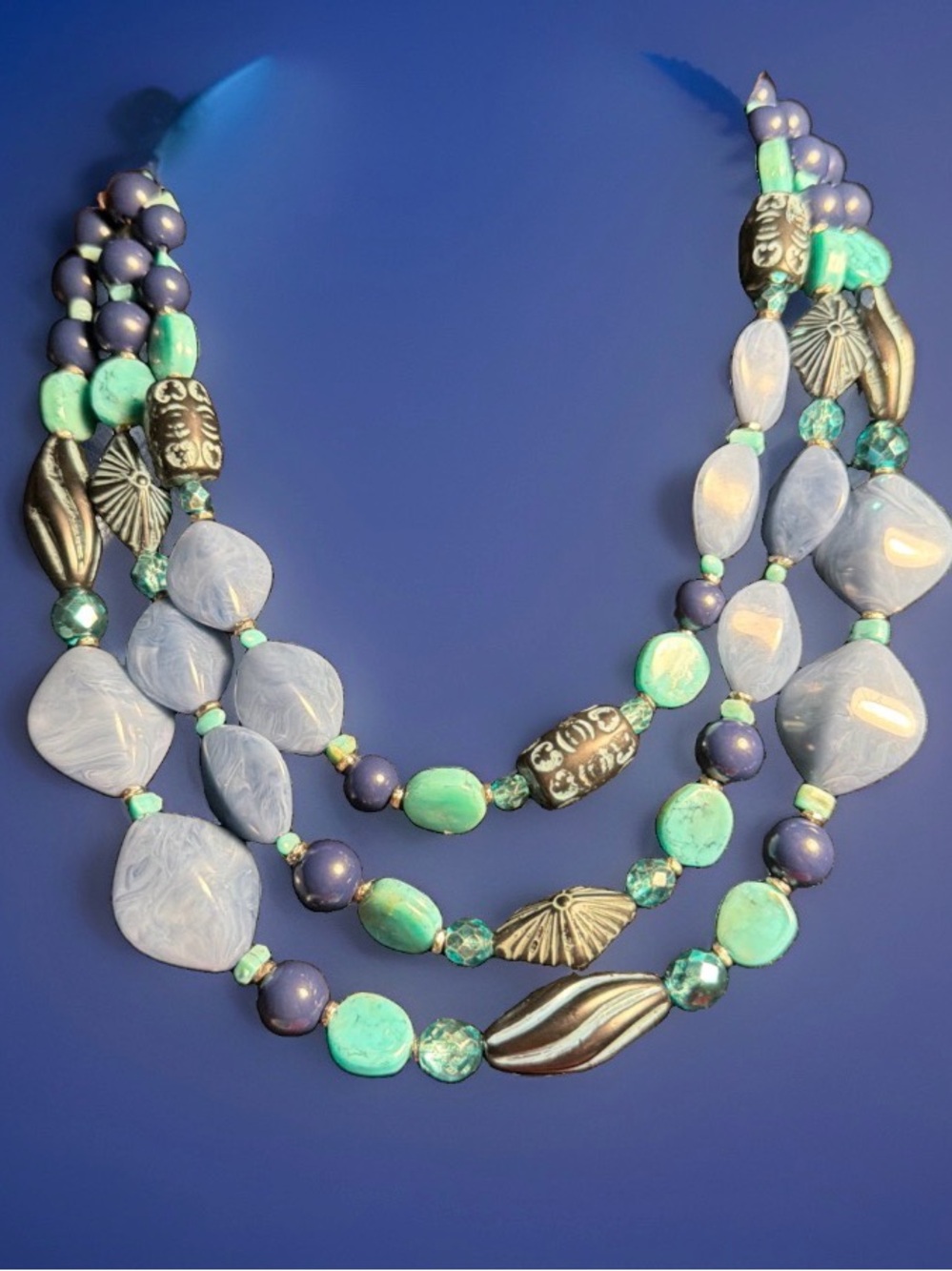Chicos 24” Multi-Strand Blue and Turquoise Statement Necklace
